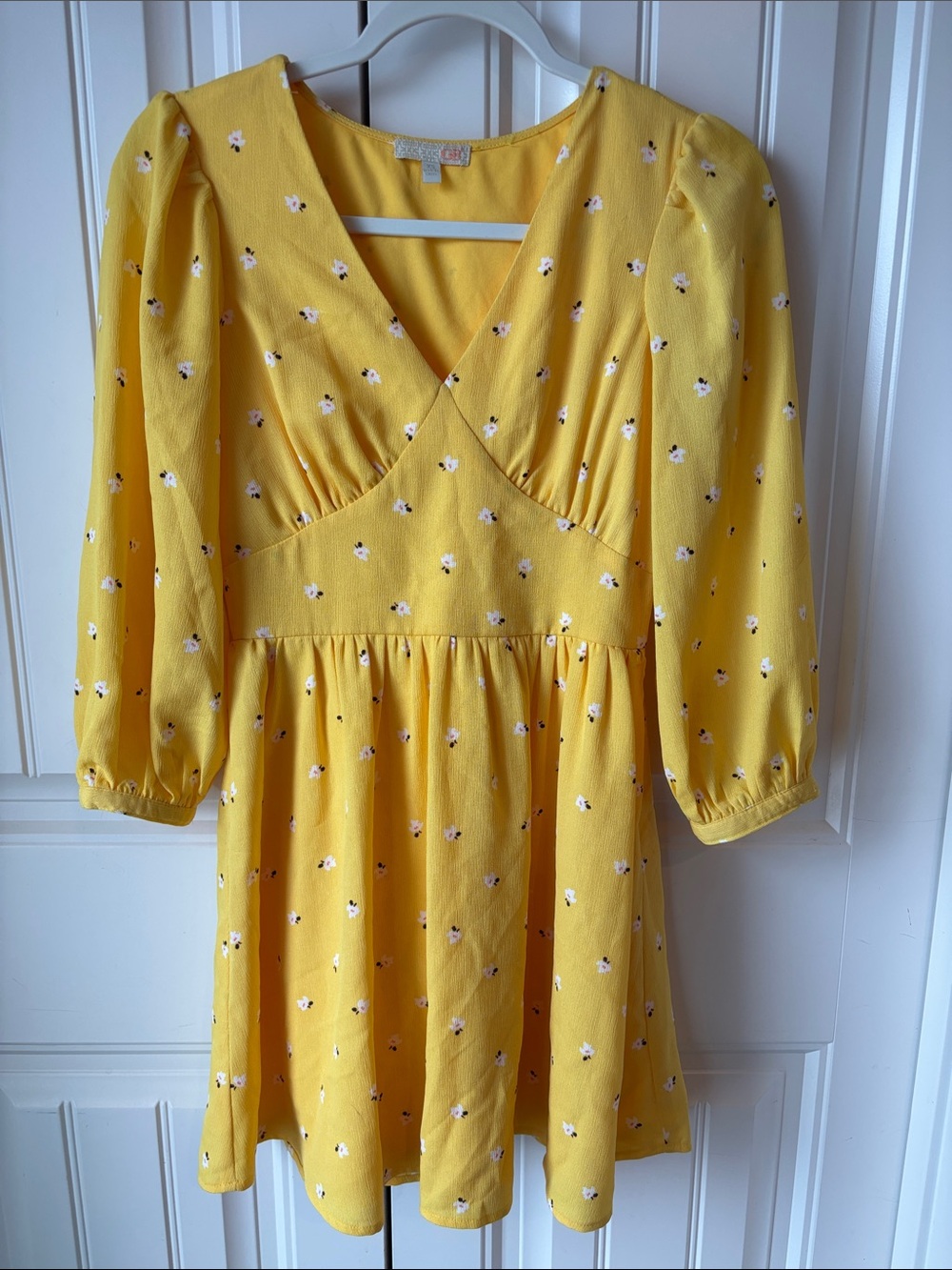 Gianni Bini Yellow Floral V‑Neck Casual Dress Xs